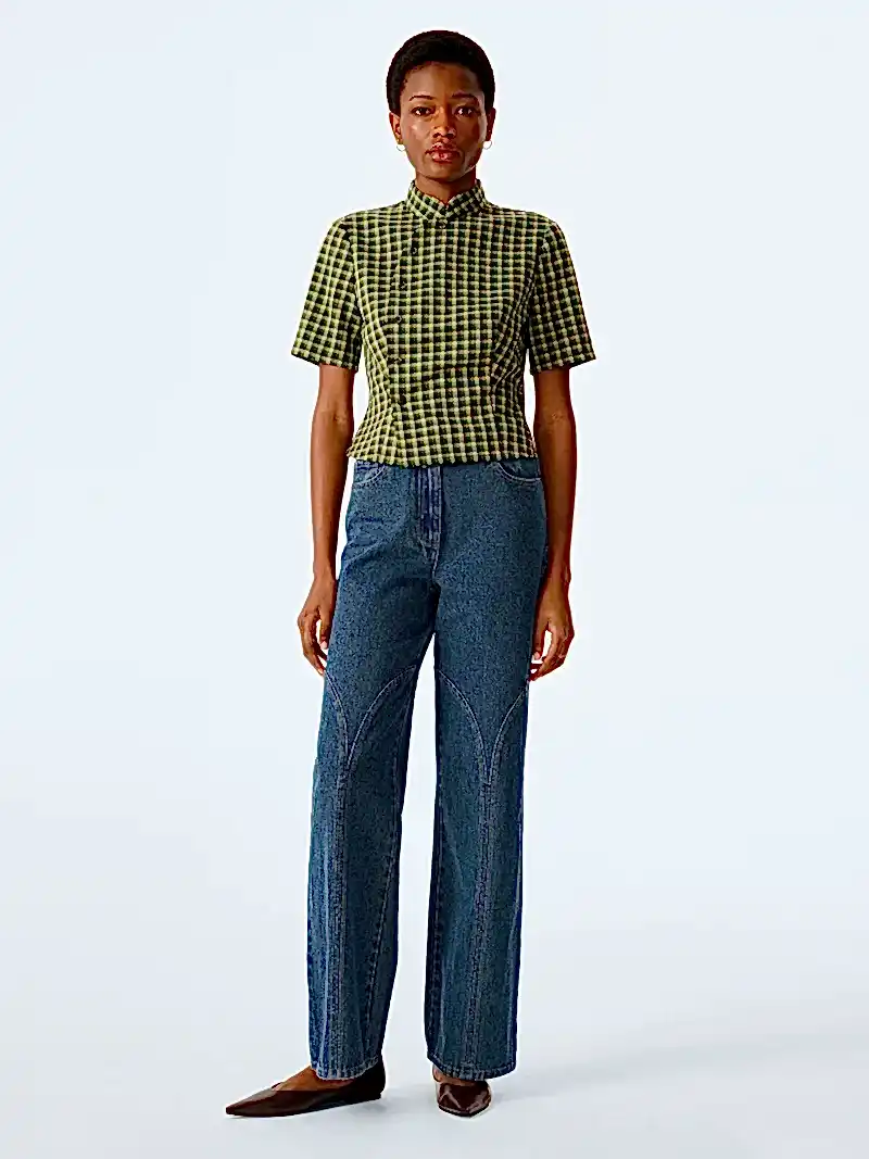 Riley Blouse in Green Check