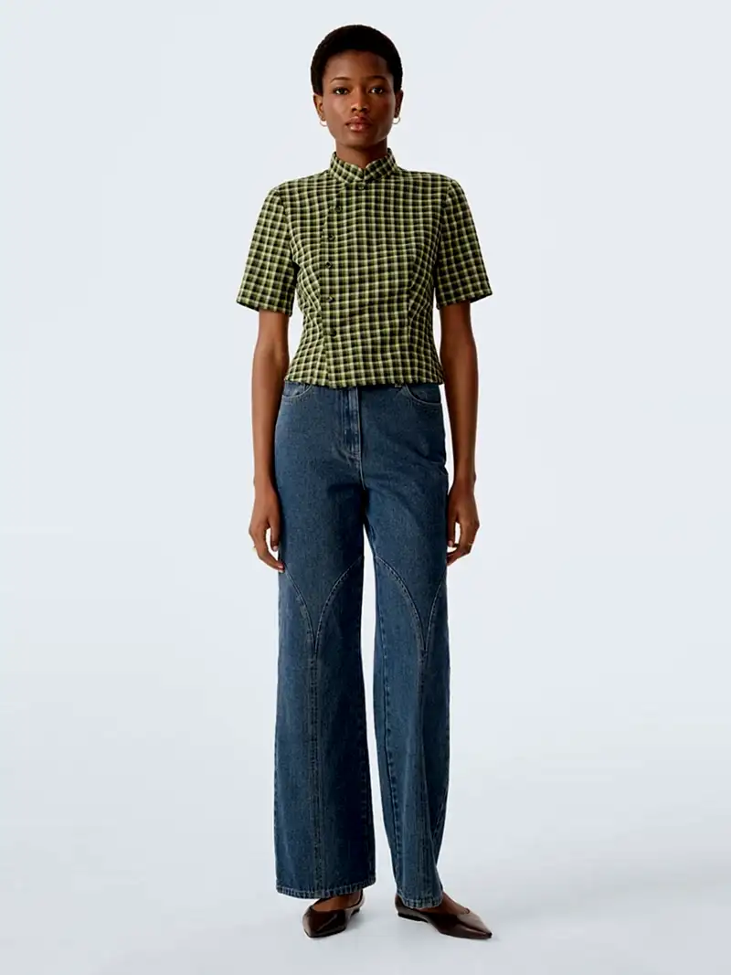 Riley Blouse in Green Check