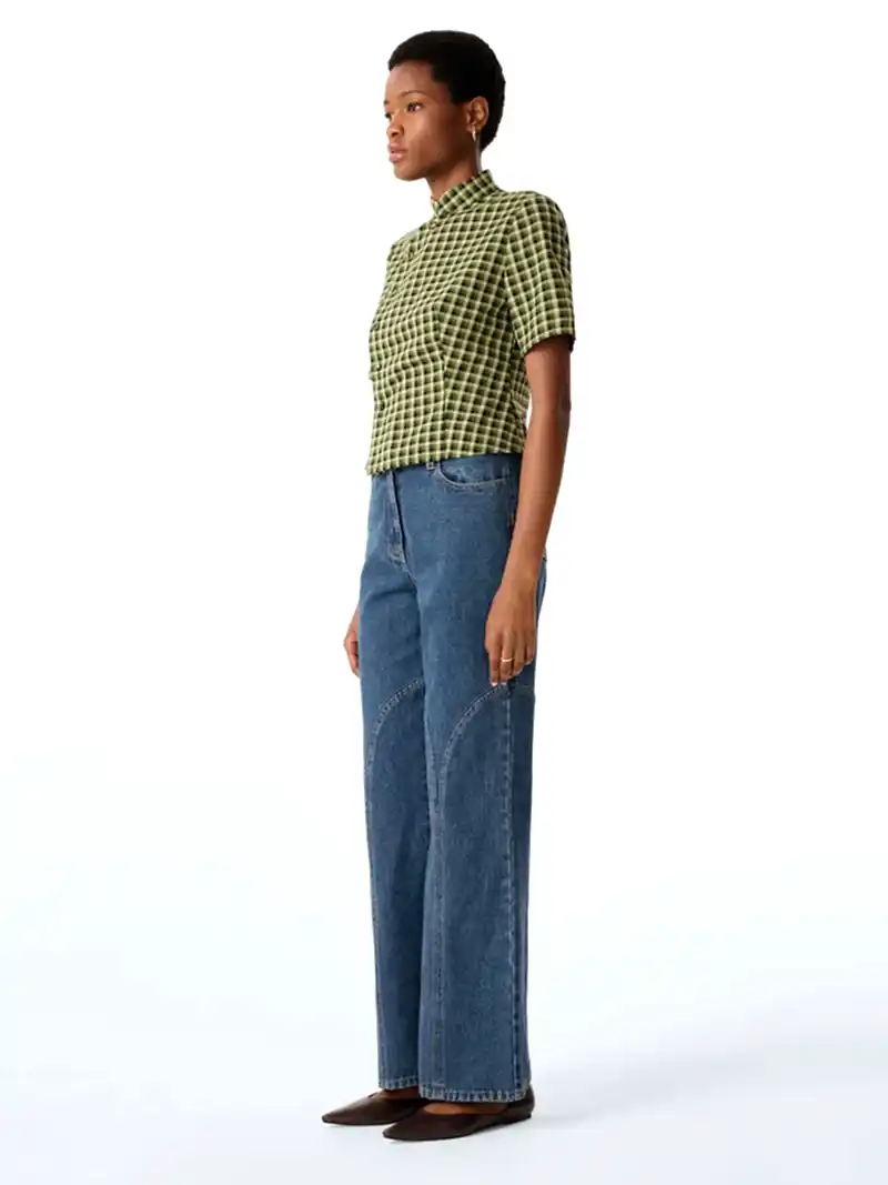 Riley Blouse in Green Check