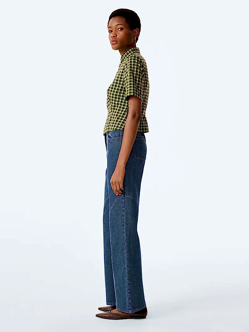 Riley Blouse in Green Check