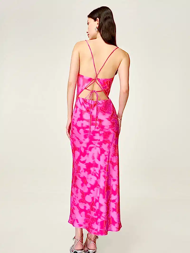 Riviera Midi Dress in Blurred Floral Magenta