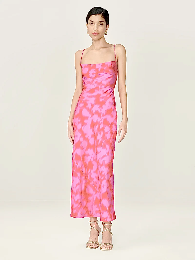 Riviera Dress in Blurred Floral Magenta