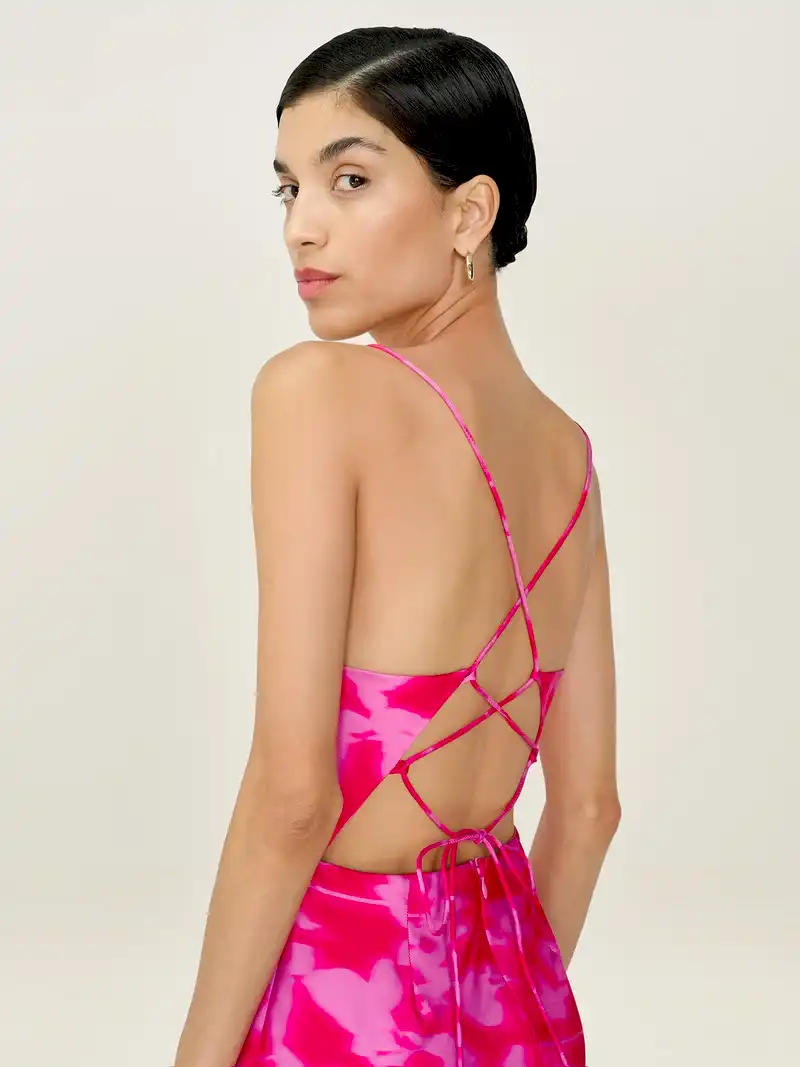 Riviera Dress in Blurred Floral Magenta
