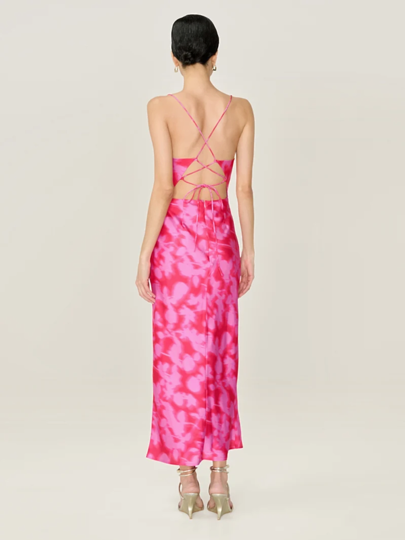 Riviera Dress in Blurred Floral Magenta