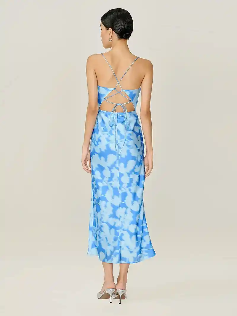 Riviera Dress in Blue Blurred Floral