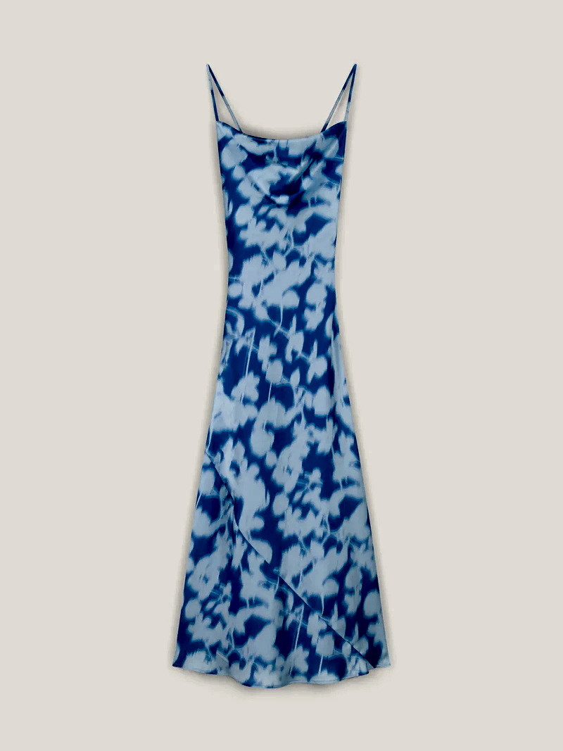 Riviera Dress in Blue Blurred Floral