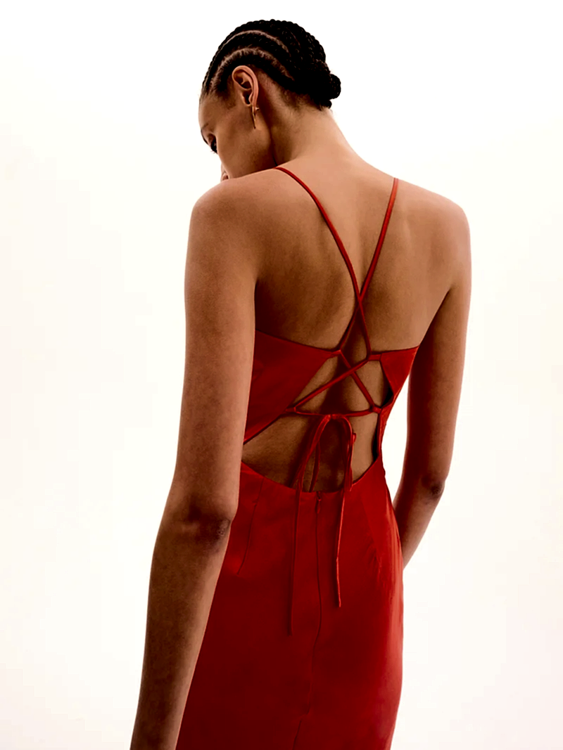 Riviera Midi Dress in Brick Orange