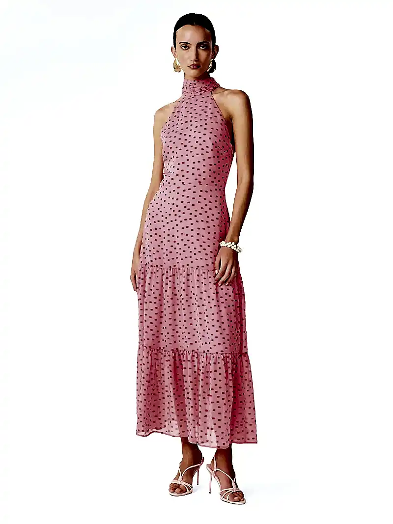 Romeo Dress in Pink and Red Mini Polka Dot