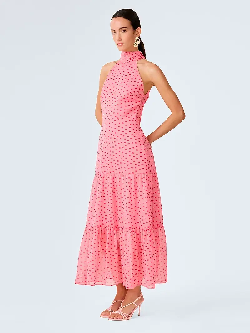 Romeo Dress in Pink and Red Mini Polka Dot