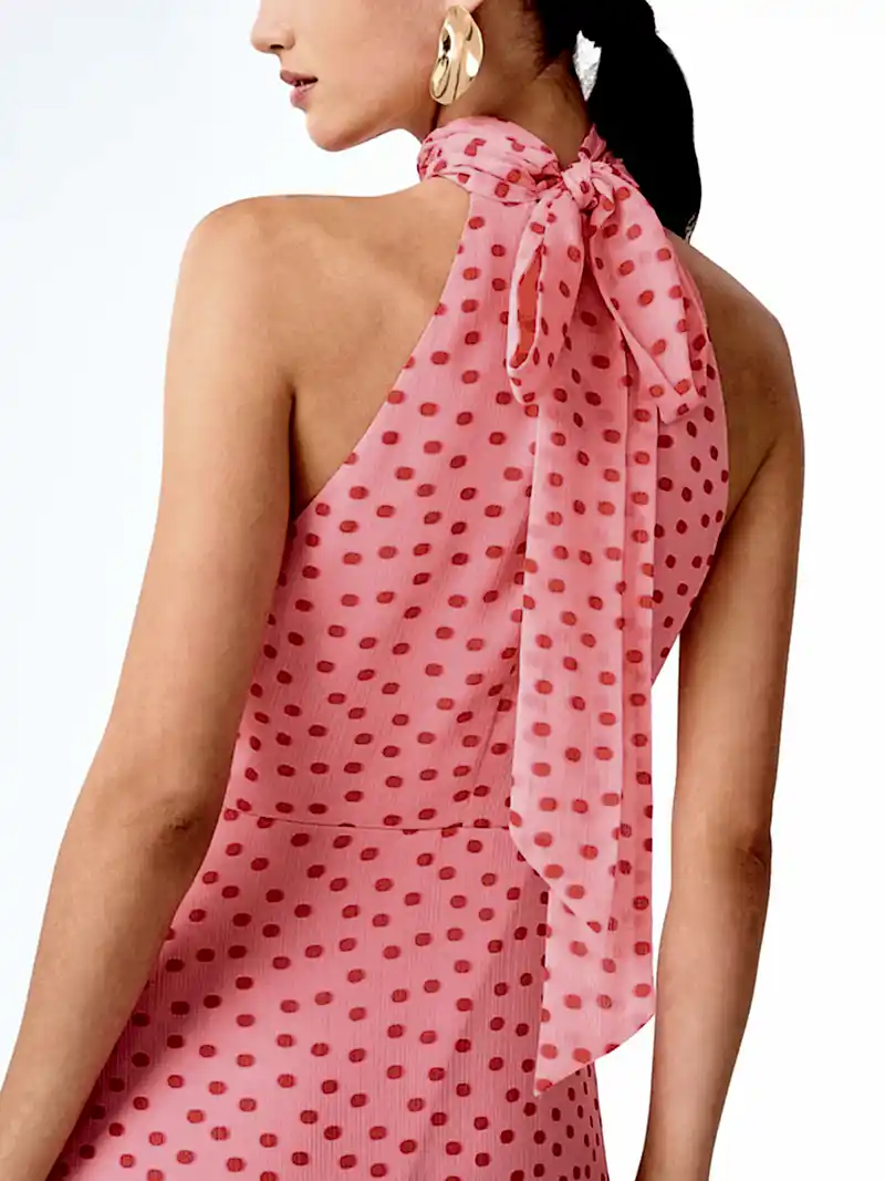 Romeo Dress in Pink and Red Mini Polka Dot