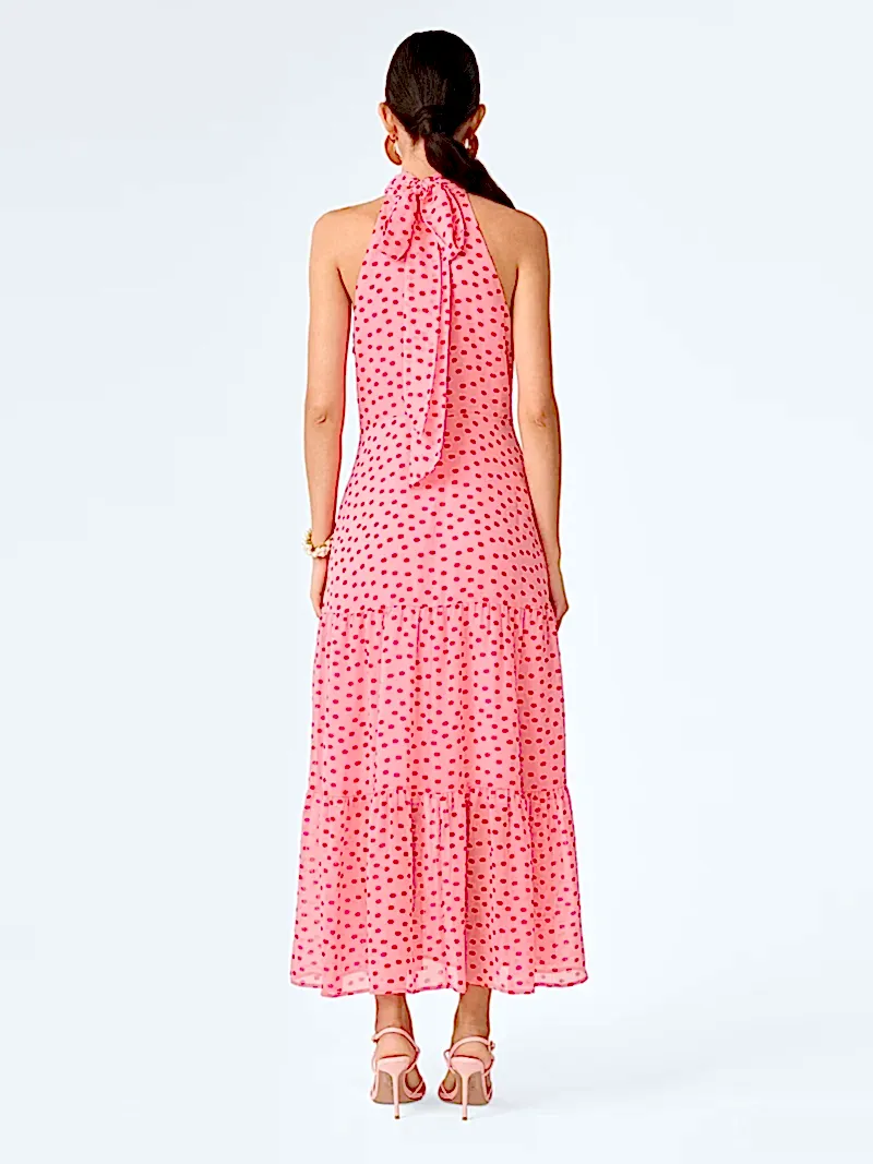 Romeo Dress in Pink and Red Mini Polka Dot