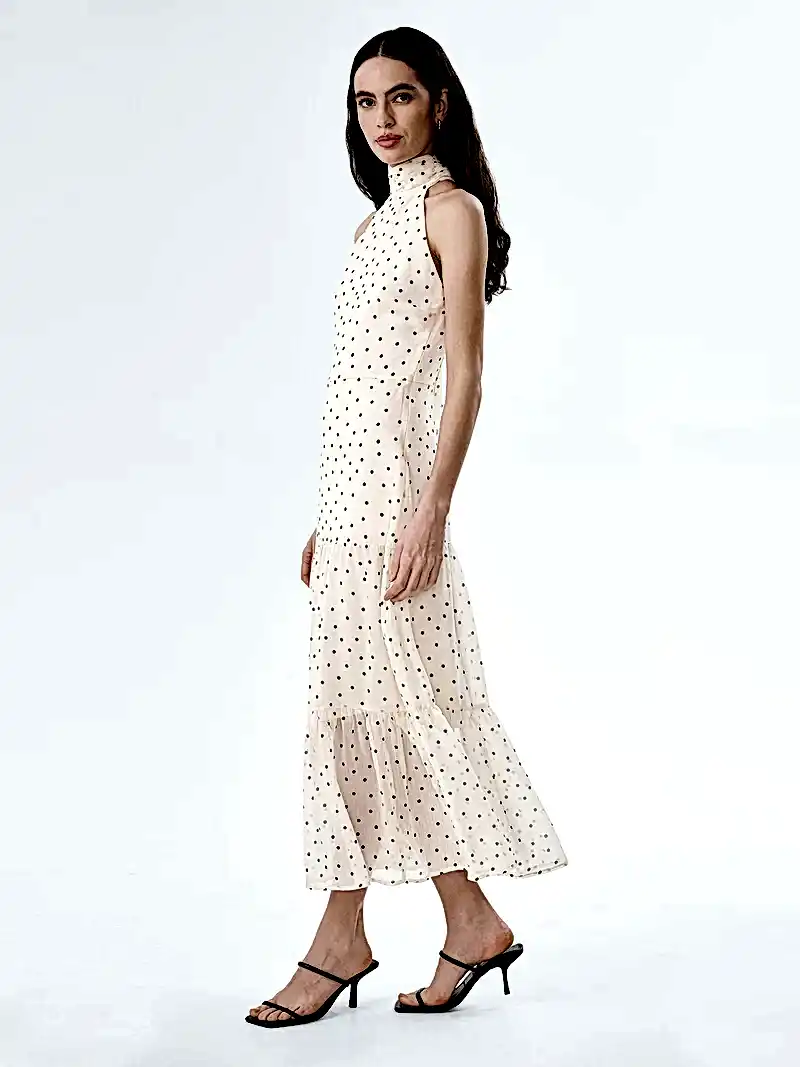 Romeo Dress in White Polka Dot
