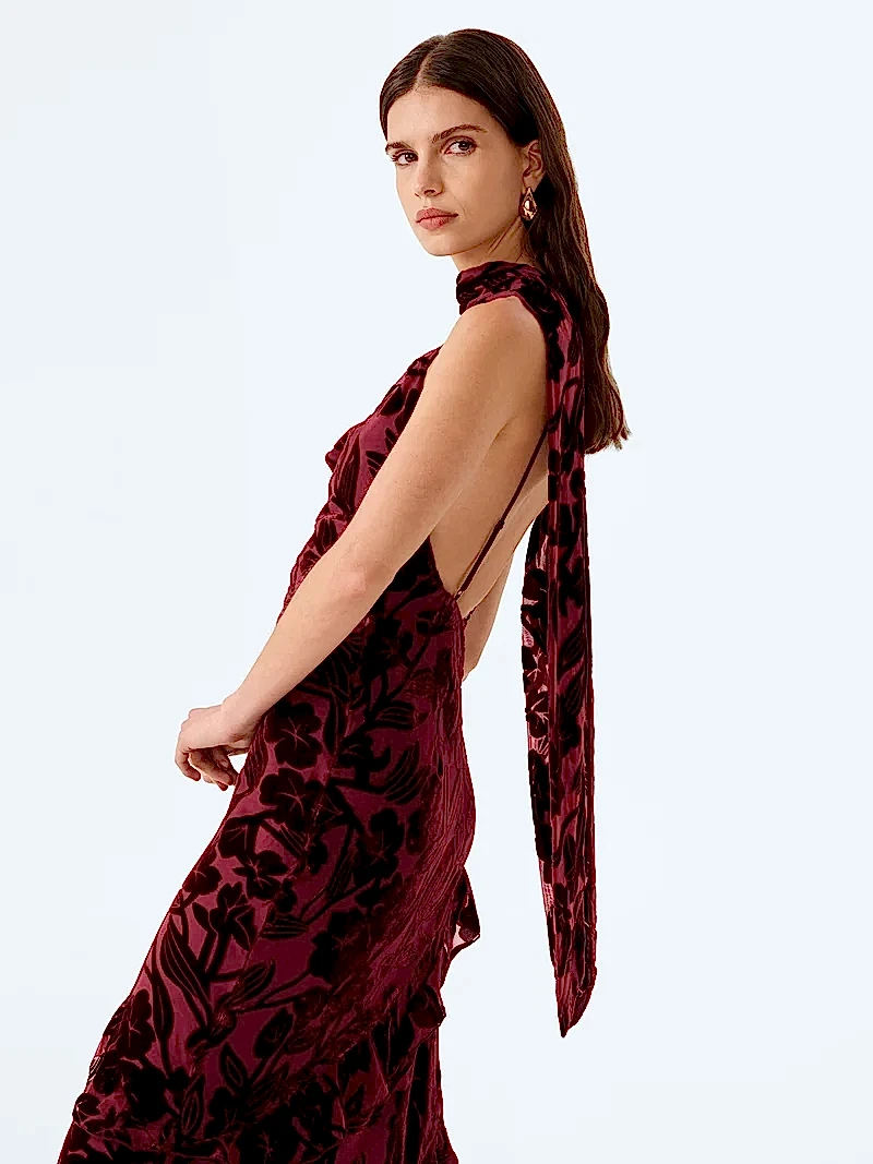 Scarlett Scarf in Deep Wine Devore