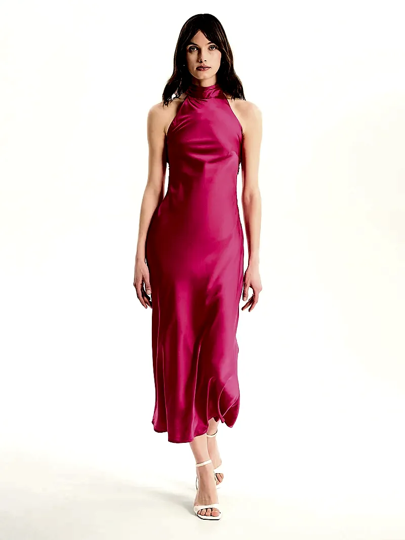 Seychelles Drape Back Detail Dress in Magenta