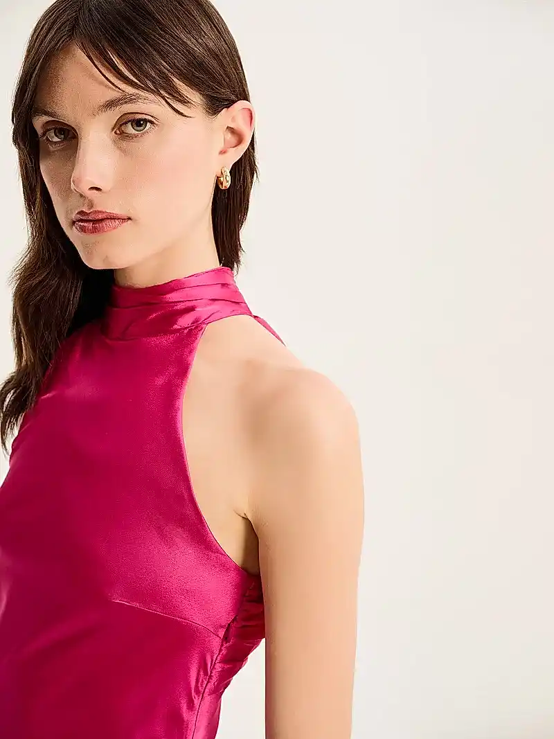 Seychelles Drape Back Detail Dress in Magenta