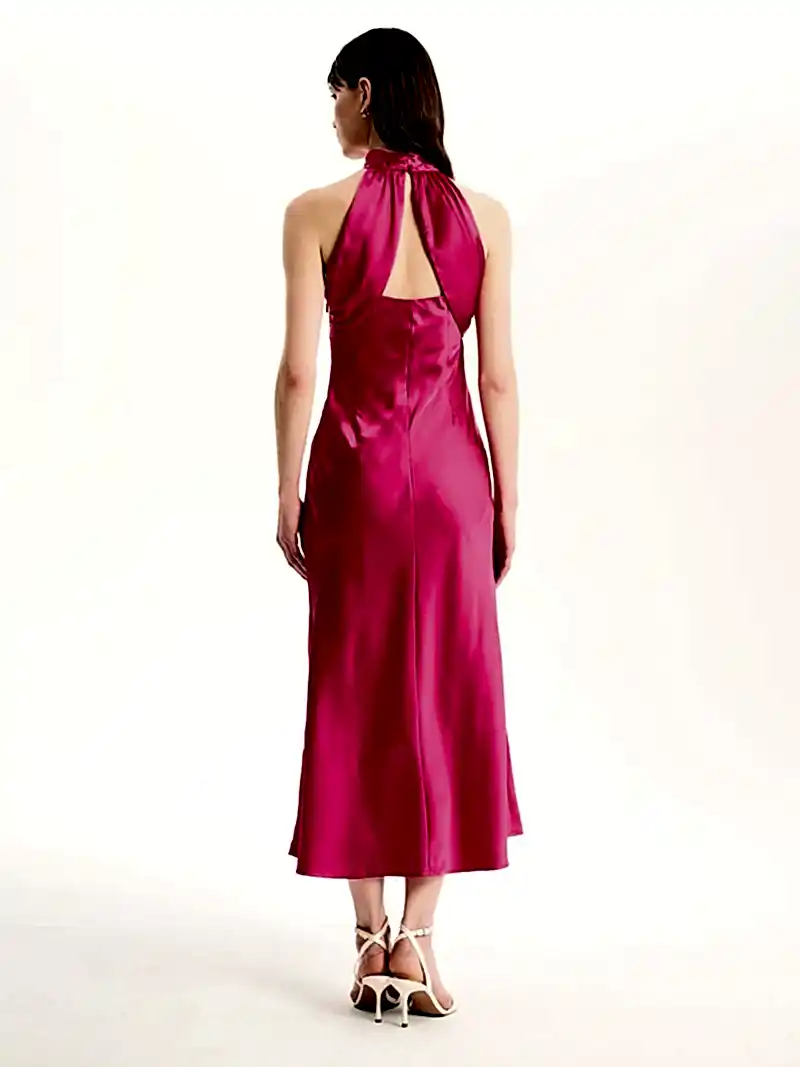 Seychelles Drape Back Detail Dress in Magenta