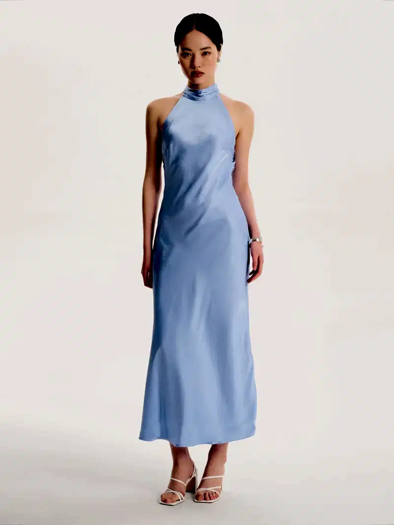 Seychelles Drape Back Detail Dress in Light Blue