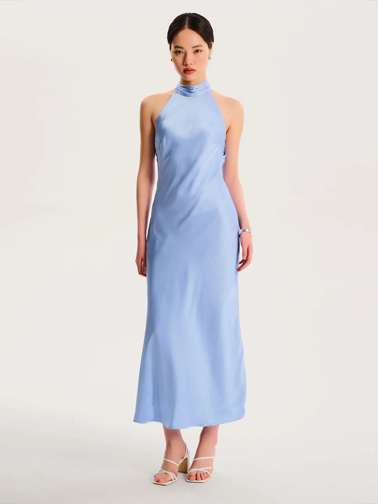 Seychelles Drape Back Detail Dress in Light Blue
