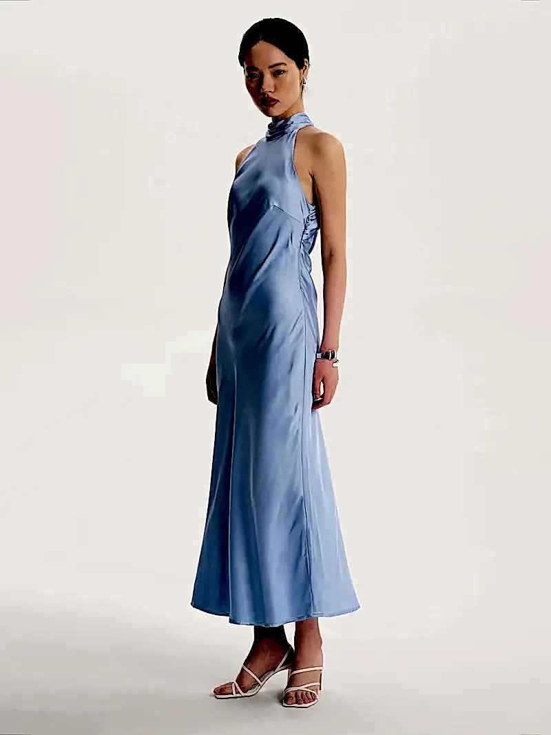 Seychelles Drape Back Detail Dress in Light Blue