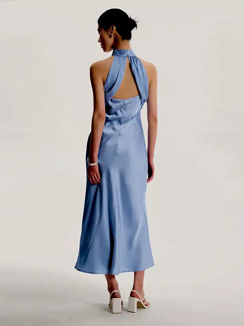 Seychelles Drape Back Detail Dress in Light Blue