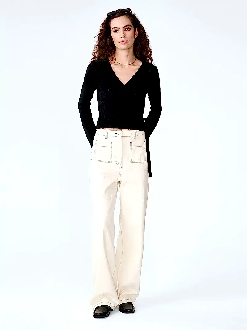 Soleil Knitted Wrap Top in Black