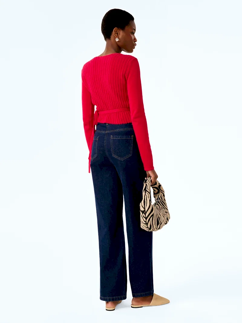 Soleil Knitted Wrap Top in Red