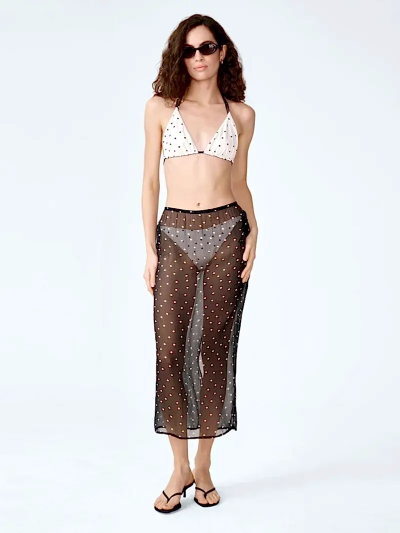 Sumba Mesh Skirt in Black Polka Dot