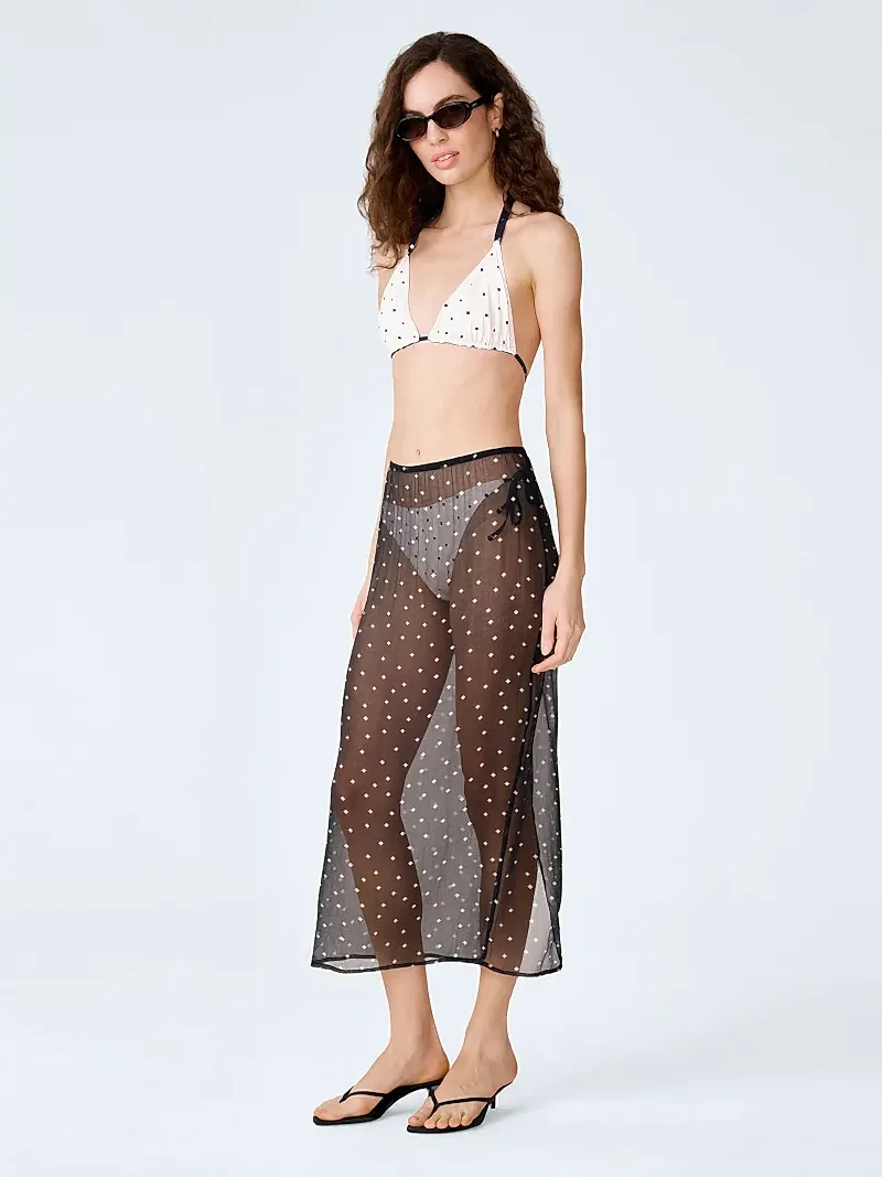 Sumba Mesh Skirt in Black Polka Dot