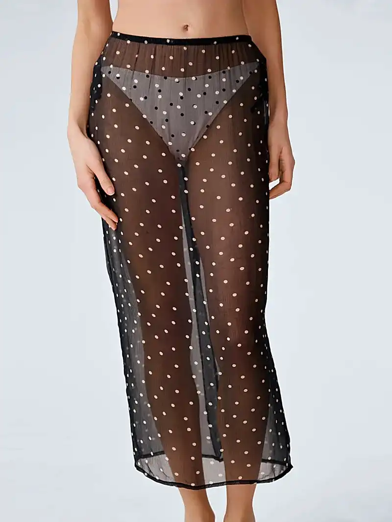 Sumba Mesh Skirt in Black Polka Dot