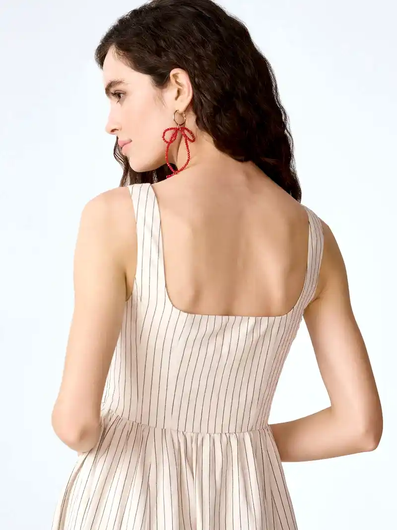 Suri Dress in Cream and Black Stripe