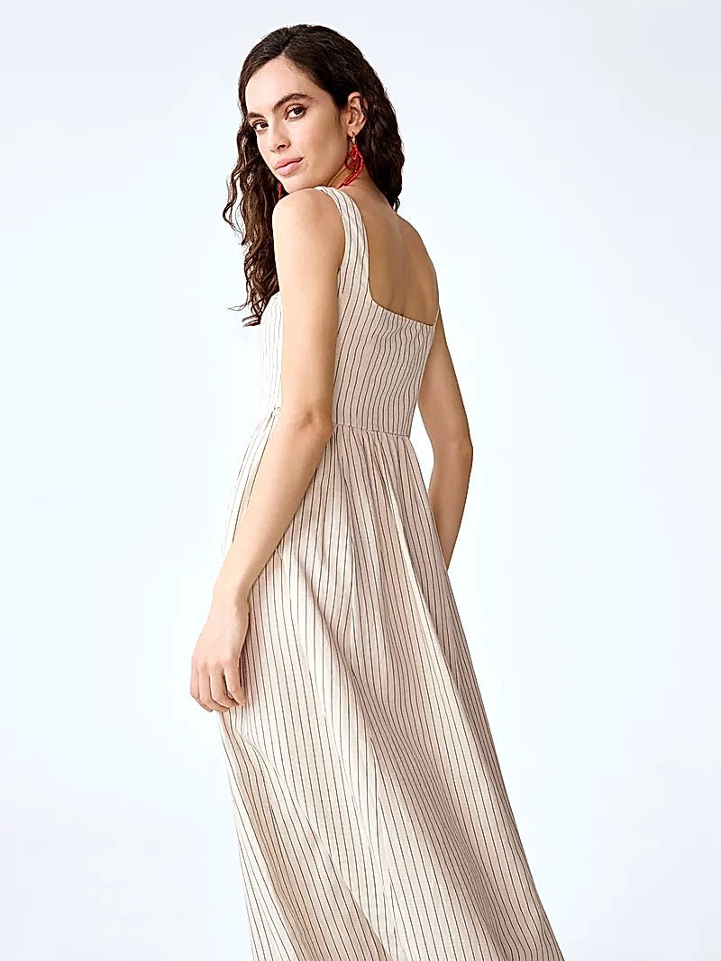 Suri Dress in Cream and Black Stripe