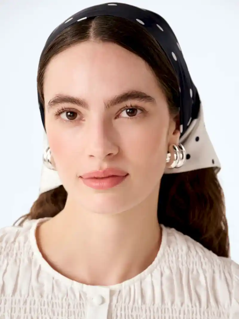 Tahiti Headscarf in Black Polka Dot and White Polka Dot