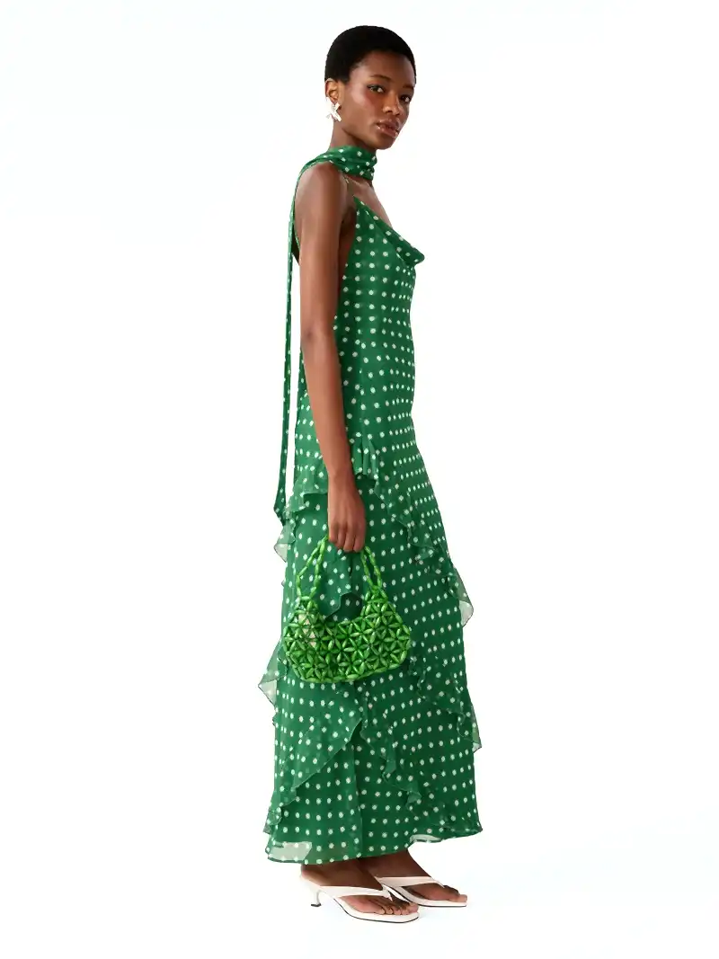 Taylor Dress in Green Starburst Print