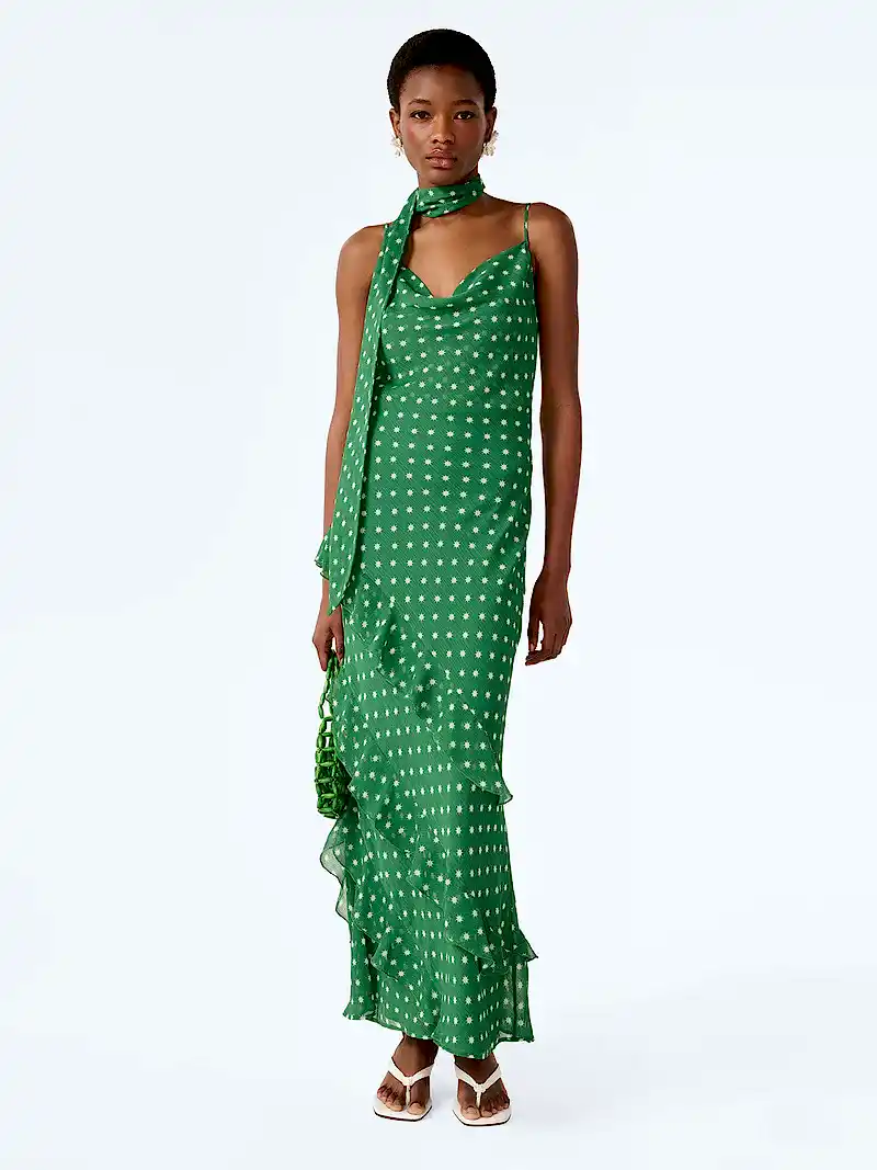 Taylor Dress in Green Starburst Print