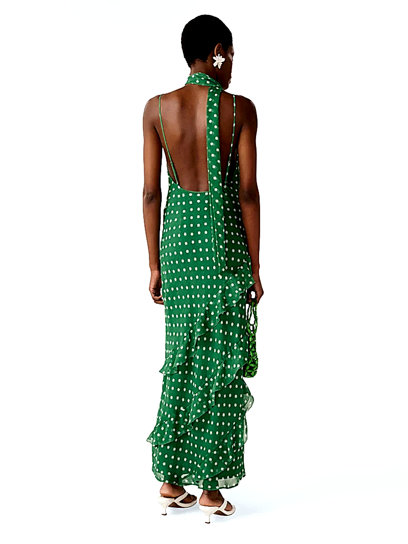 Taylor Dress in Green Starburst Print