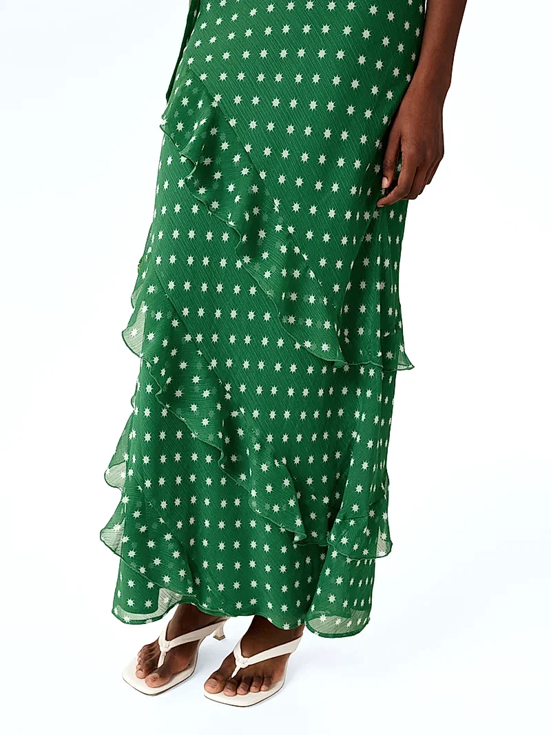 Taylor Dress in Green Starburst Print