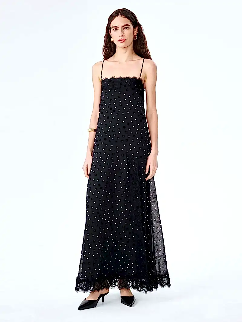 Thea Dress in Black Polka Dot