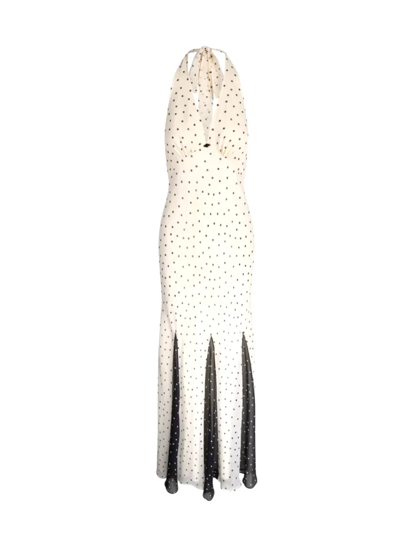 Vivi Dress in White Polka Dot